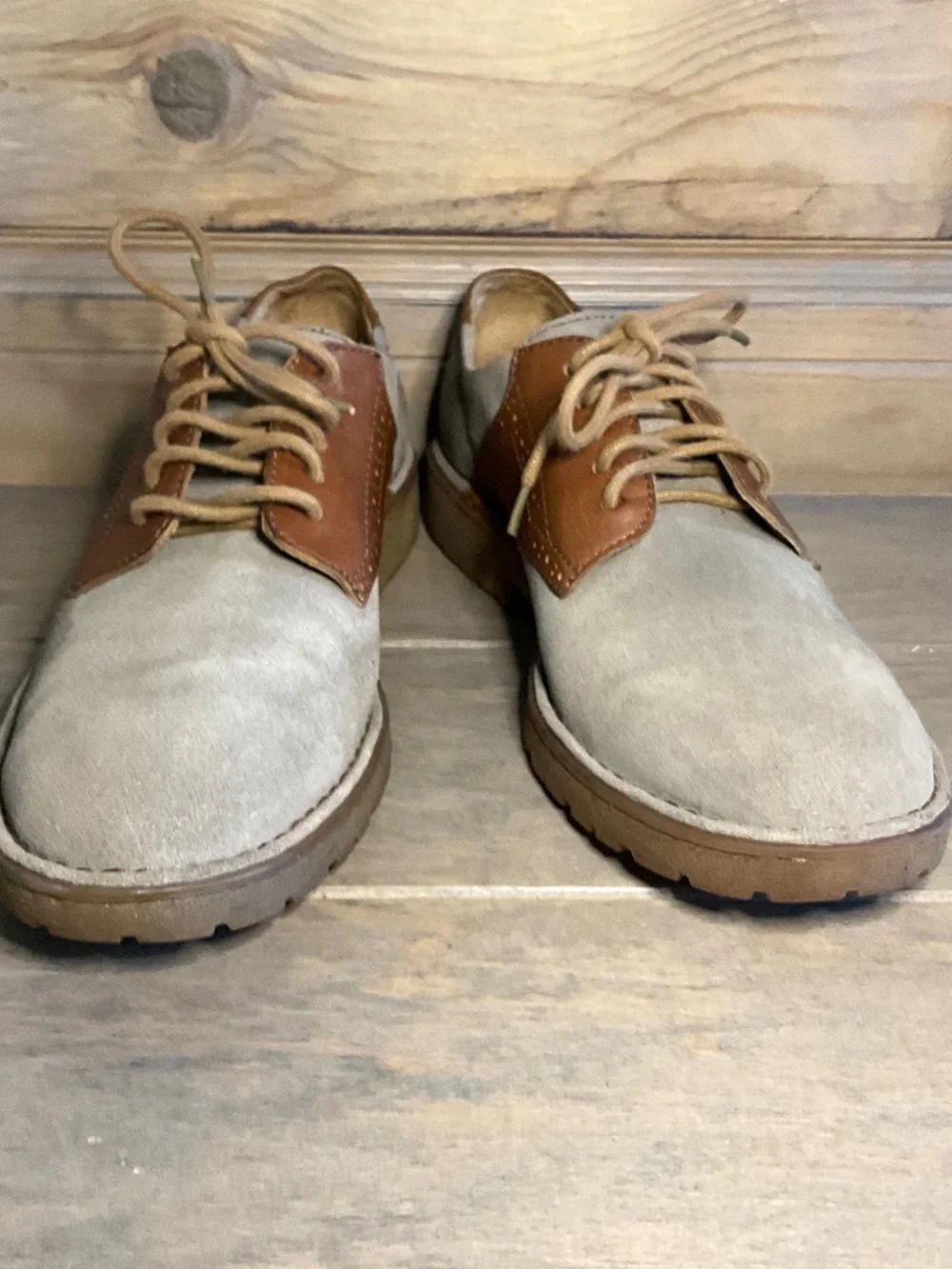 Born Wingtip Tie Oxford M10/UK9.5 Brushed Leather Handcrafted Dress Shoe GC